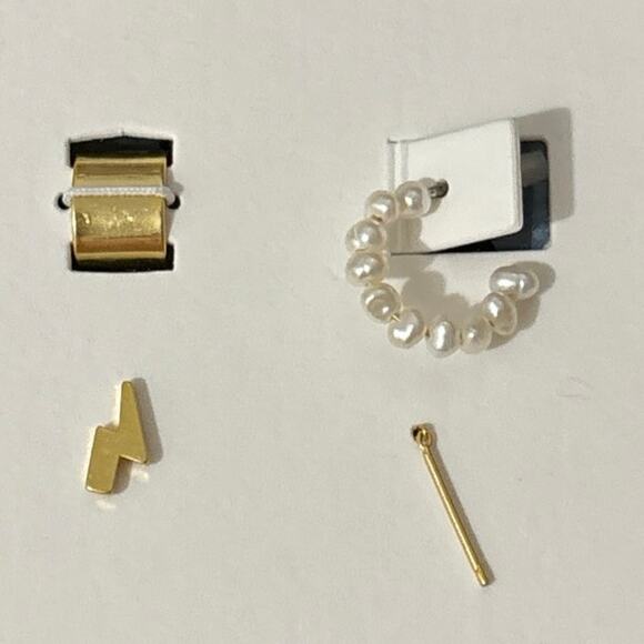 Madewell New Freshwater Pearl Mix and Match Gold Plated Earring Set - Picture 3 of 4